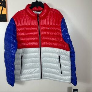 Tommy Hilfiger Red and White Puffer Jacket 90% duck down